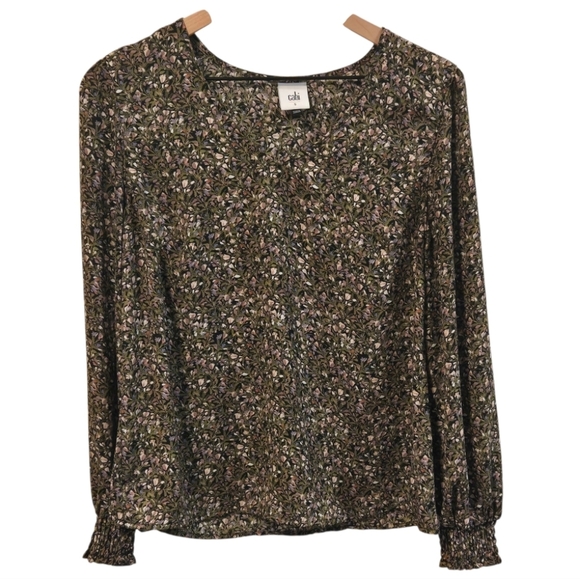 Cabi Chorus Green Purple Ditsy Field Blouse Size Small #4161 - Picture 1 of 6
